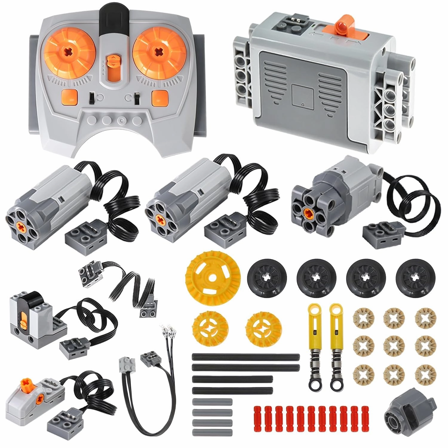 43pcs Technic-Motor-Power-Function Set Compatible with Major Brands technic-Parts, IR Receiver Remote Control AA Battery-Box-Switch Light Extension Wire Replacement Technic-Parts-Pieces