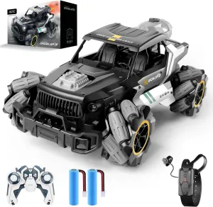 4DRC Remote Control Car, Gesture Sensing 2.4GHz High Speed RC Truck, 4WD Off Road Monster Truck with Spary, Alloy Shell RC Crawler with LED Headlight for Adult & Kids 8-12