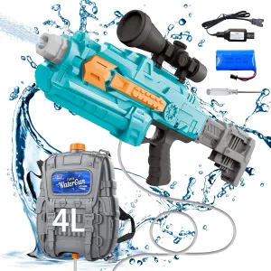 4L Backpack Electric Water Gun - Automatic Squirt Gun with Adjustable Straps Up to 40 FT Range,Super Battery-Powered Water Soaker Gun Toy for Adults Kids,Summer Swimming Pool Party Beach Outdoor