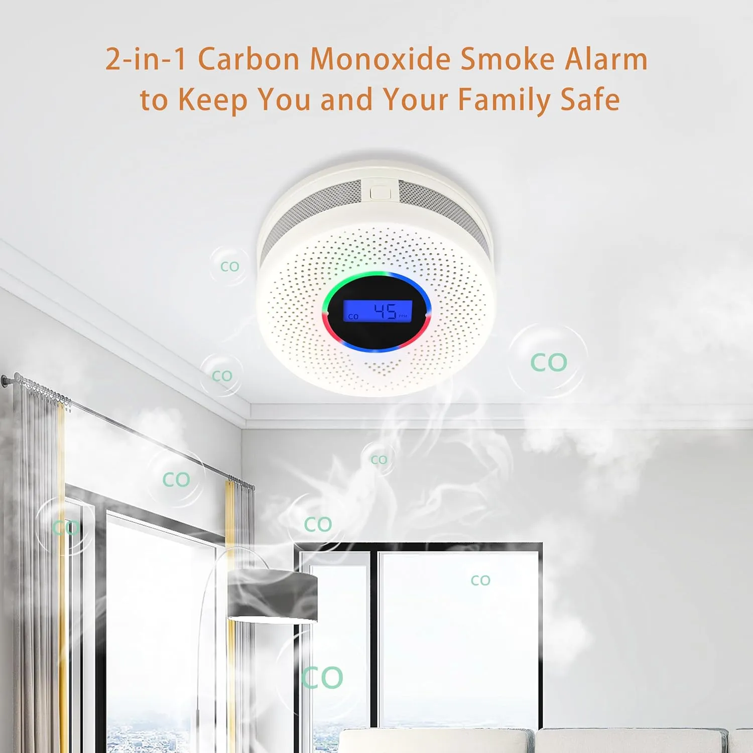 4Pack Upgraded Interlinked Smoke Carbon Monoxide Detector, Battery Powered&Wireless Interconnected Smoke and CO Alarm, Transmission Range of Over 820 ft (Includes Battery)