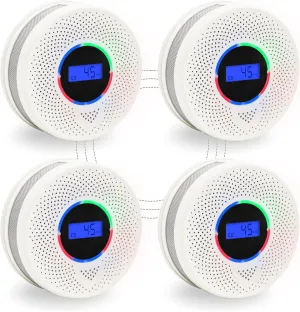 4Pack Upgraded Interlinked Smoke Carbon Monoxide Detector, Battery Powered&Wireless Interconnected Smoke and CO Alarm, Transmission Range of Over 820 ft (Includes Battery)