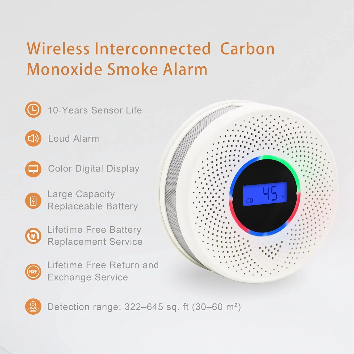 4Pack Upgraded Interlinked Smoke Carbon Monoxide Detector, Battery Powered&Wireless Interconnected Smoke and CO Alarm, Transmission Range of Over 820 ft (Includes Battery)