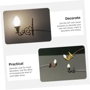 4pcs Dollhouse Wall Light Miniatures Battery Wall Lights Miniature Stuff Lamppost Model Dollhouse LED Light Miniature Wall Lamp Miniature Decor Simulation Wall Lamp Mini Lights Abs