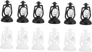 4sets Retro Photo Props Doll House Miniature Kerosene Lamps Lanterns Lifelike Craftsmanship Compact Design 12pcs*4