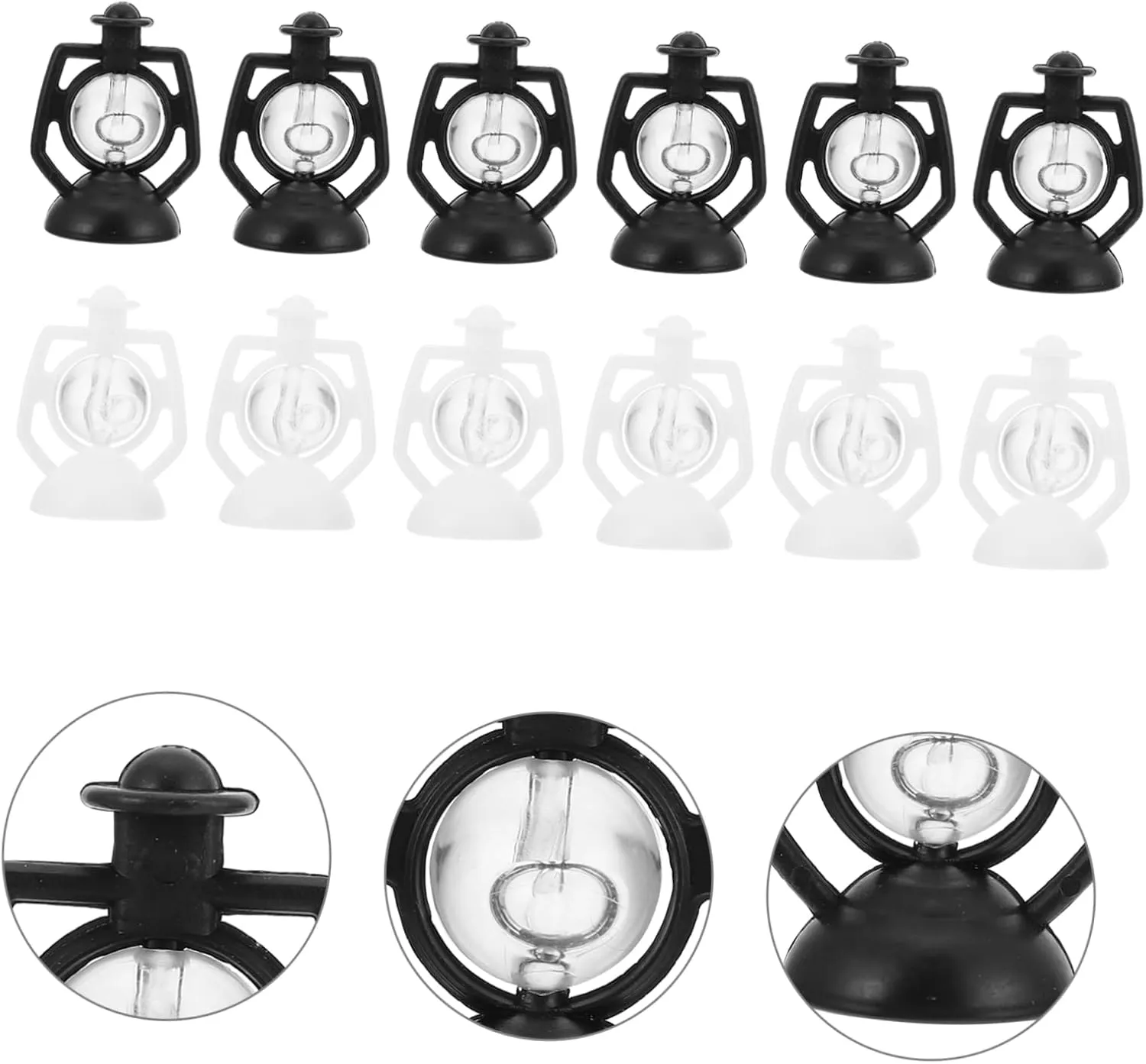 4sets Retro Photo Props Doll House Miniature Kerosene Lamps Lanterns Lifelike Craftsmanship Compact Design 12pcs*4