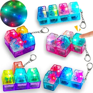 5 Pcs Keyboard Fidget Toy for Adults Fidget Keyboard Clicker Toys with LED Lights Keychain Stress Relief for Anxiety Decompression