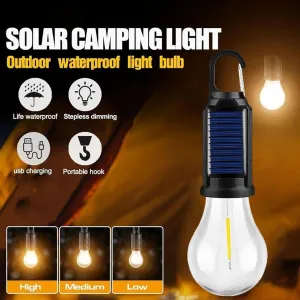 5 Pcs Solar Rechargeable Hooked Camping Light & 5 Lights Waterproof LED Camping Lantern with 3 Modes USB/Solar Charging for Hiking, Fishing & Emergency Use (Indoor/Outdoor) (A, with Gifts)