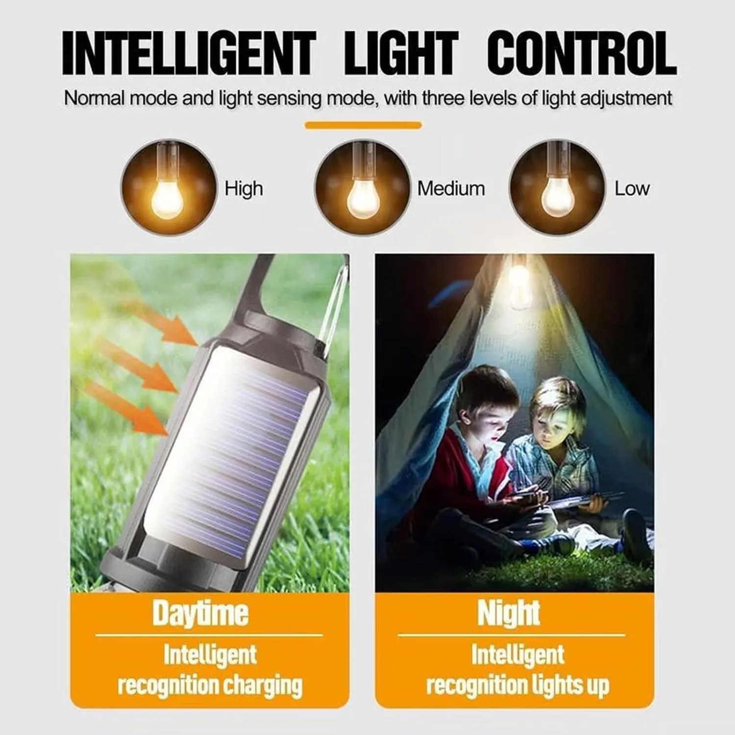 5 Pcs Solar Rechargeable Hooked Camping Light & 5 Lights Waterproof LED Camping Lantern with 3 Modes USB/Solar Charging for Hiking, Fishing & Emergency Use (Indoor/Outdoor) (A, with Gifts)