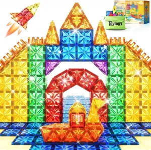 50PCs Magnetic Tiles Kids STEM Magnet Building Blocks, Diamond Tiles Edition - Preschool Sensory Toys for Boys & Girls Age 3-8