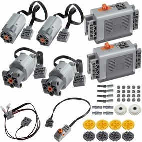 50pcs Technic-Motor Set with Battery-Box-Switch-Cable, Gear-Axle-Universal-Joint, Compatible with Technic-Parts