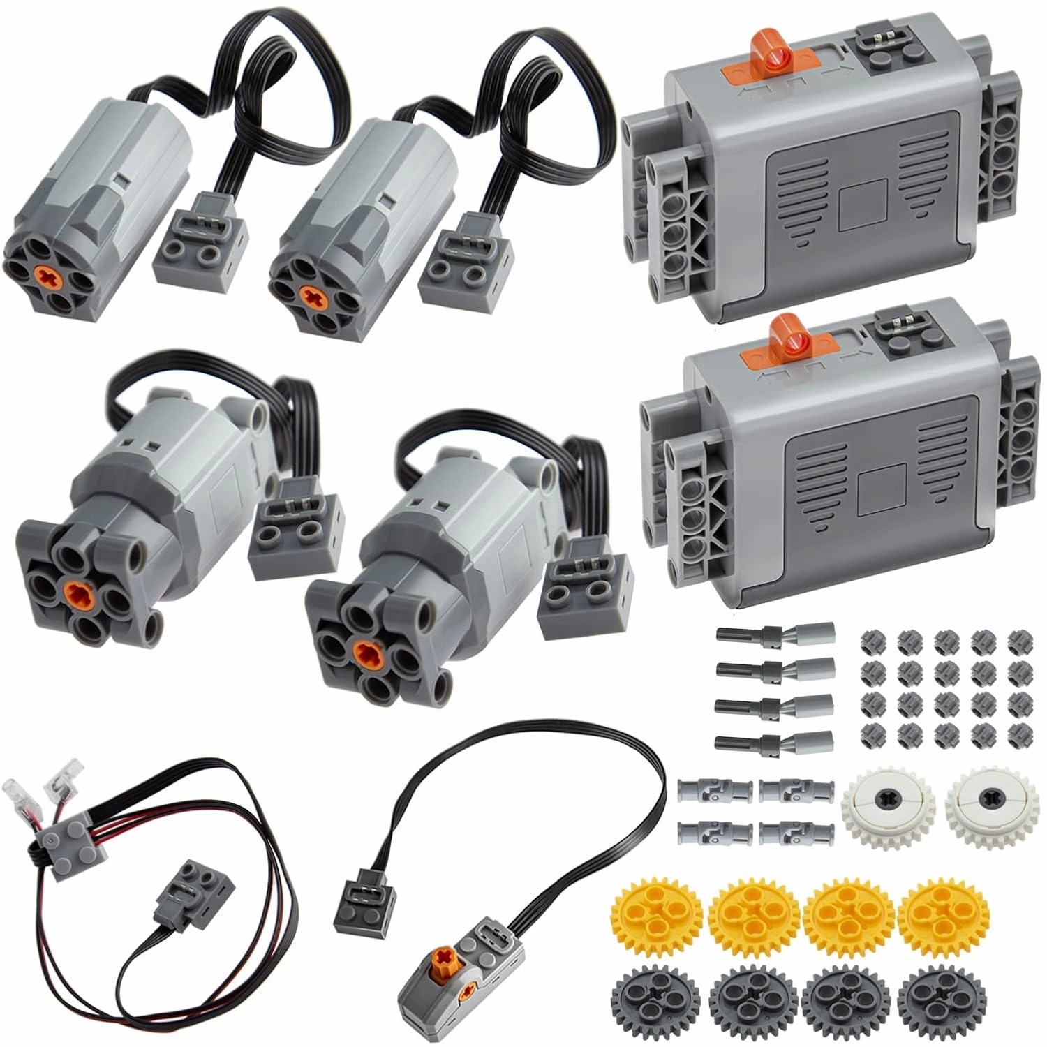 50pcs Technic-Motor Set with Battery-Box-Switch-Cable, Gear-Axle-Universal-Joint, Compatible with Technic-Parts