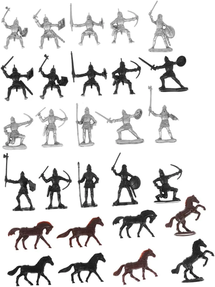 56Pcs Mini Medieval Soldiers Figures Soldiers Horses Cavalrymen Present for Birthdays Holidays Collectors Enhance Organizational Skills