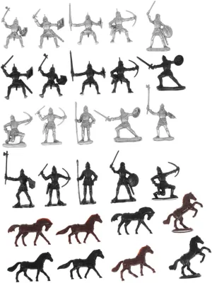 56Pcs Mini Medieval Soldiers Figures Soldiers Horses Cavalrymen Present for Birthdays Holidays Collectors Enhance Organizational Skills