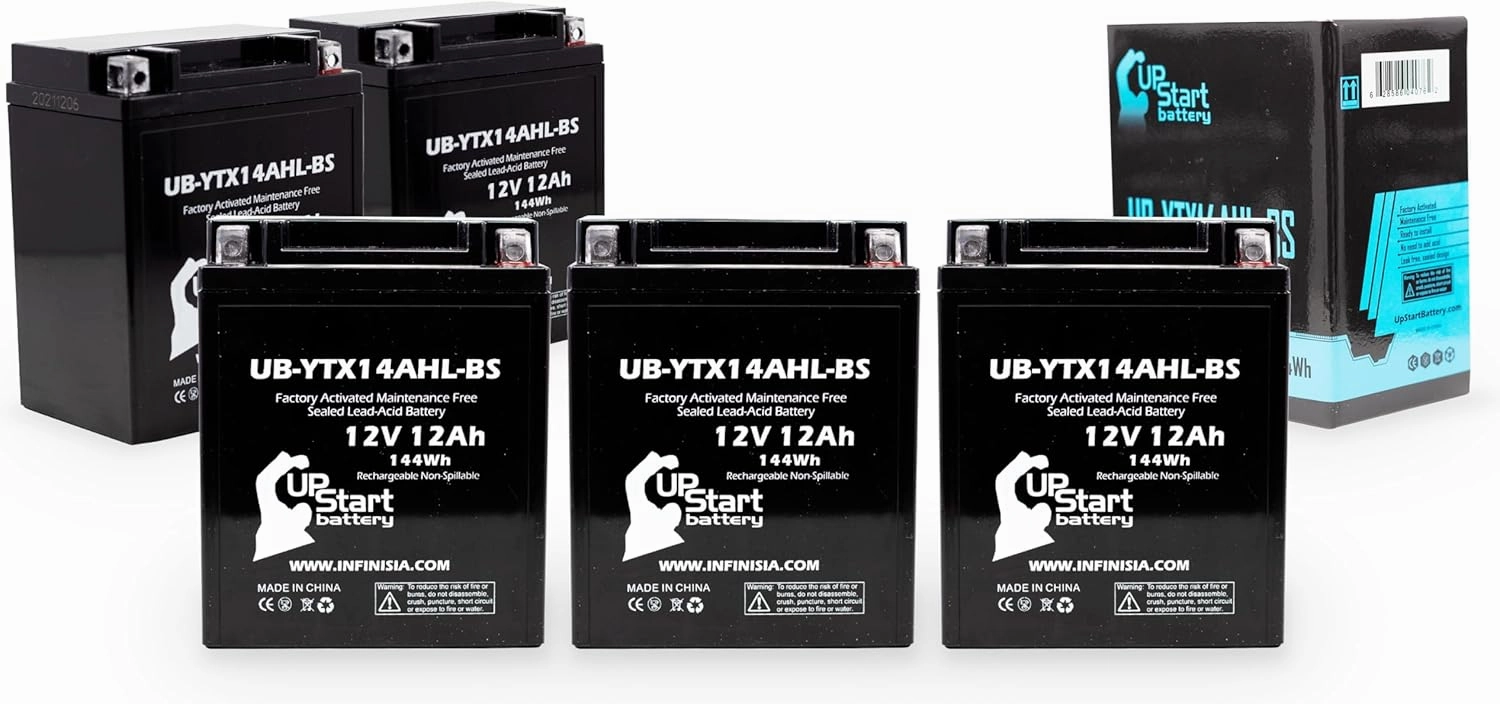 5-Pack UB-YTX14AHL-BS Battery Replacement for Gilera Top Rally, XRT 600 CC Motorcycle - Factory Activated, Maintenance Free, Motorcycle Battery - 12V, 12AH, UpStart Battery Brand