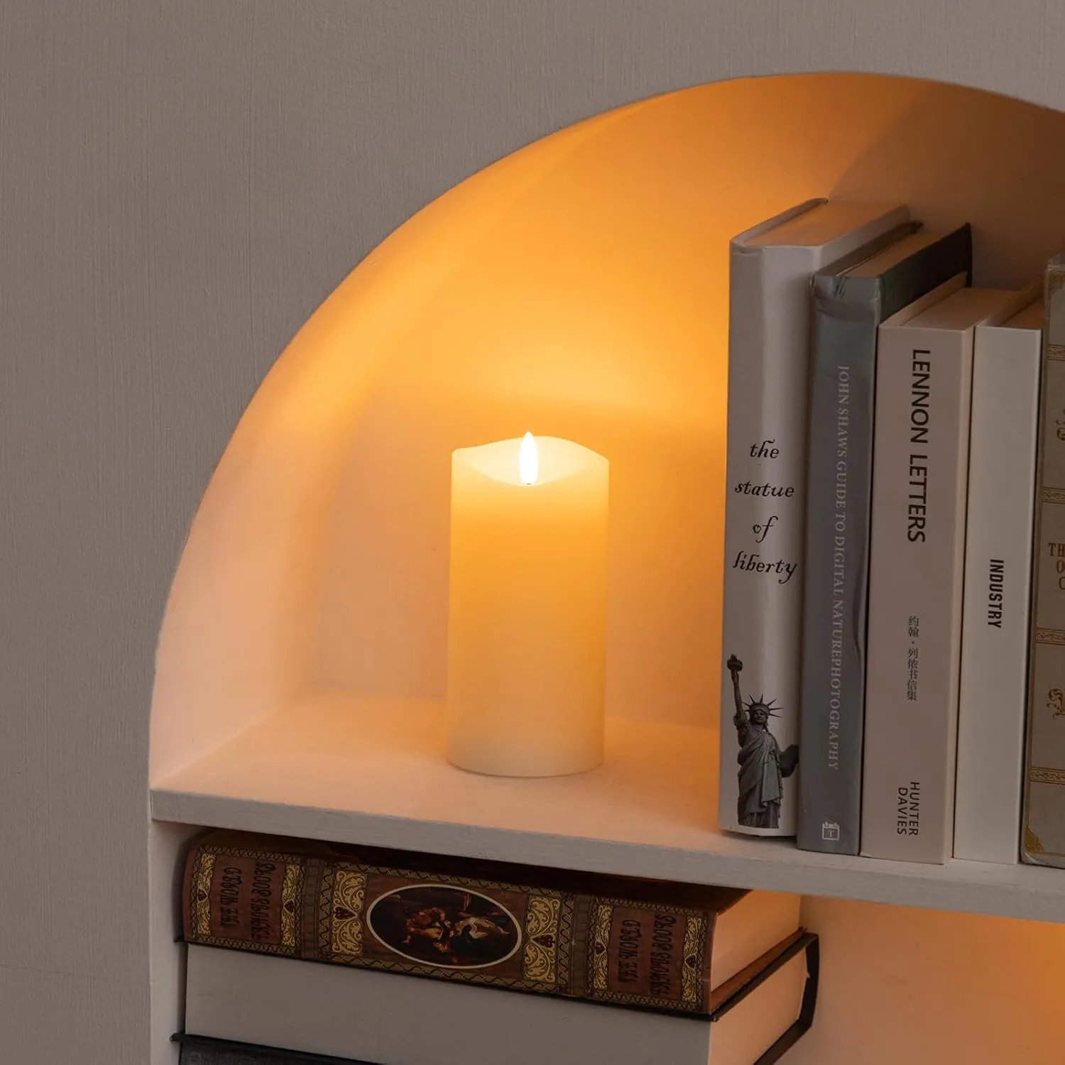 6 inch Flameless Candles, Flickering Battery Operated Candles with Remote, LED Pillar Candle Large, Real Wax，Ivory White