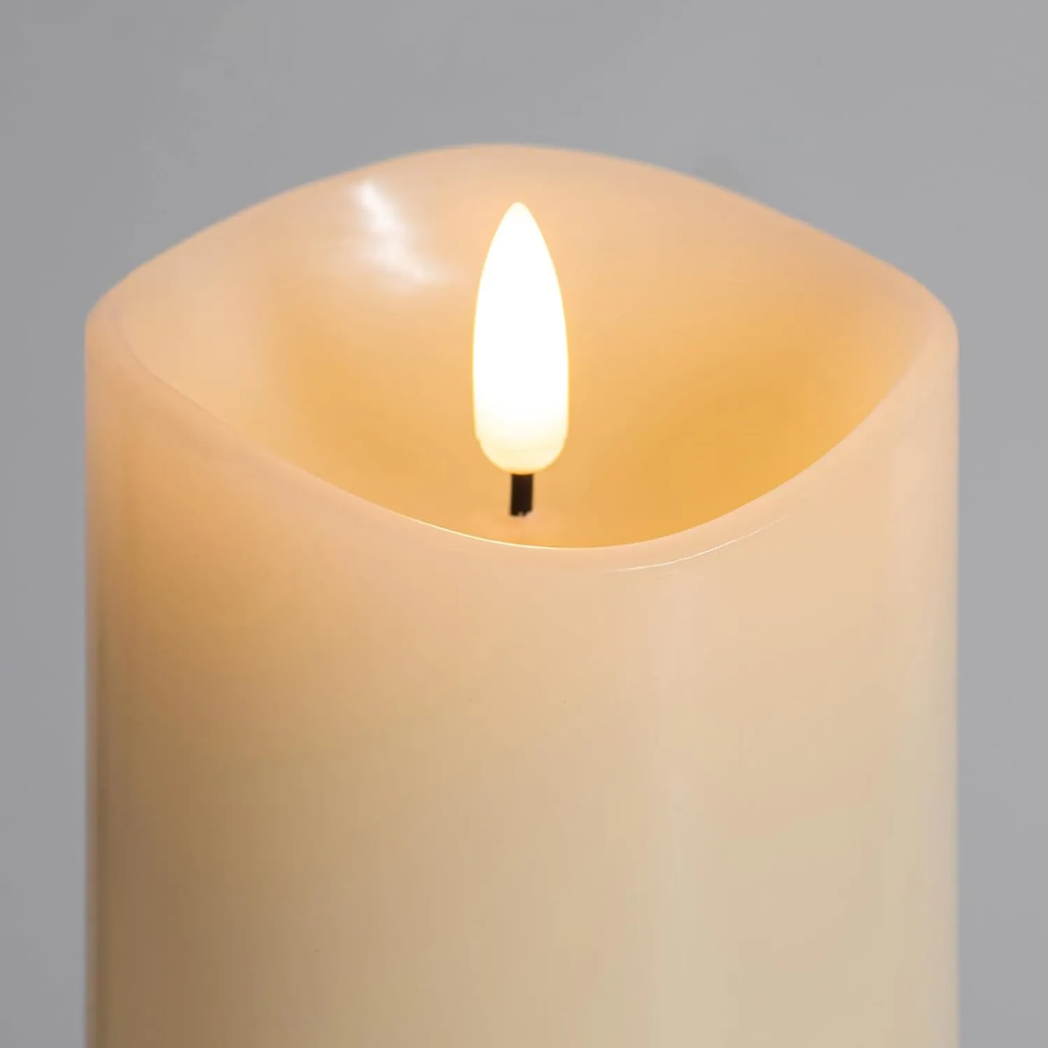 6 inch Flameless Candles, Flickering Battery Operated Candles with Remote, LED Pillar Candle Large, Real Wax，Ivory White