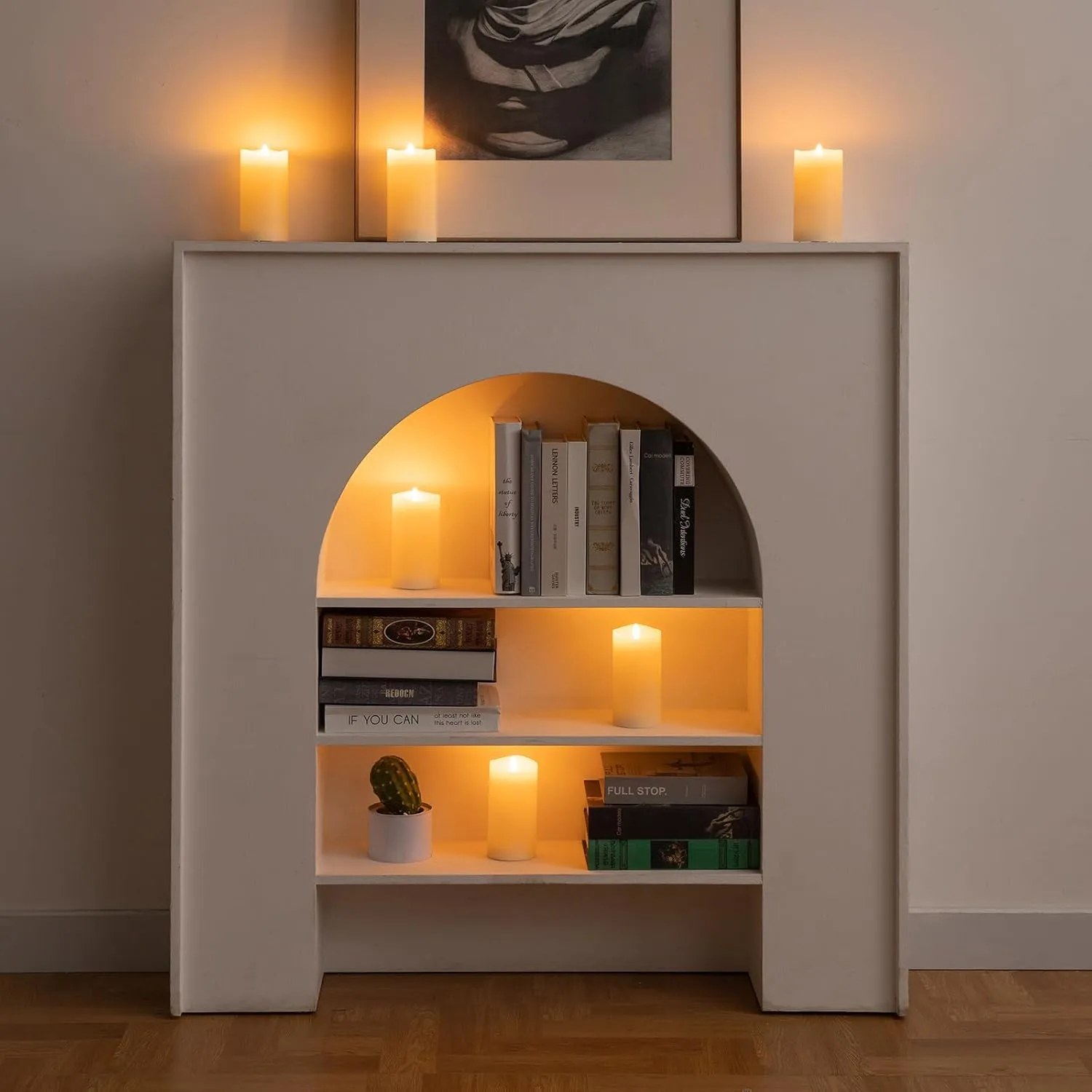 6 inch Flameless Candles, Flickering Battery Operated Candles with Remote, LED Pillar Candle Large, Real Wax，Ivory White