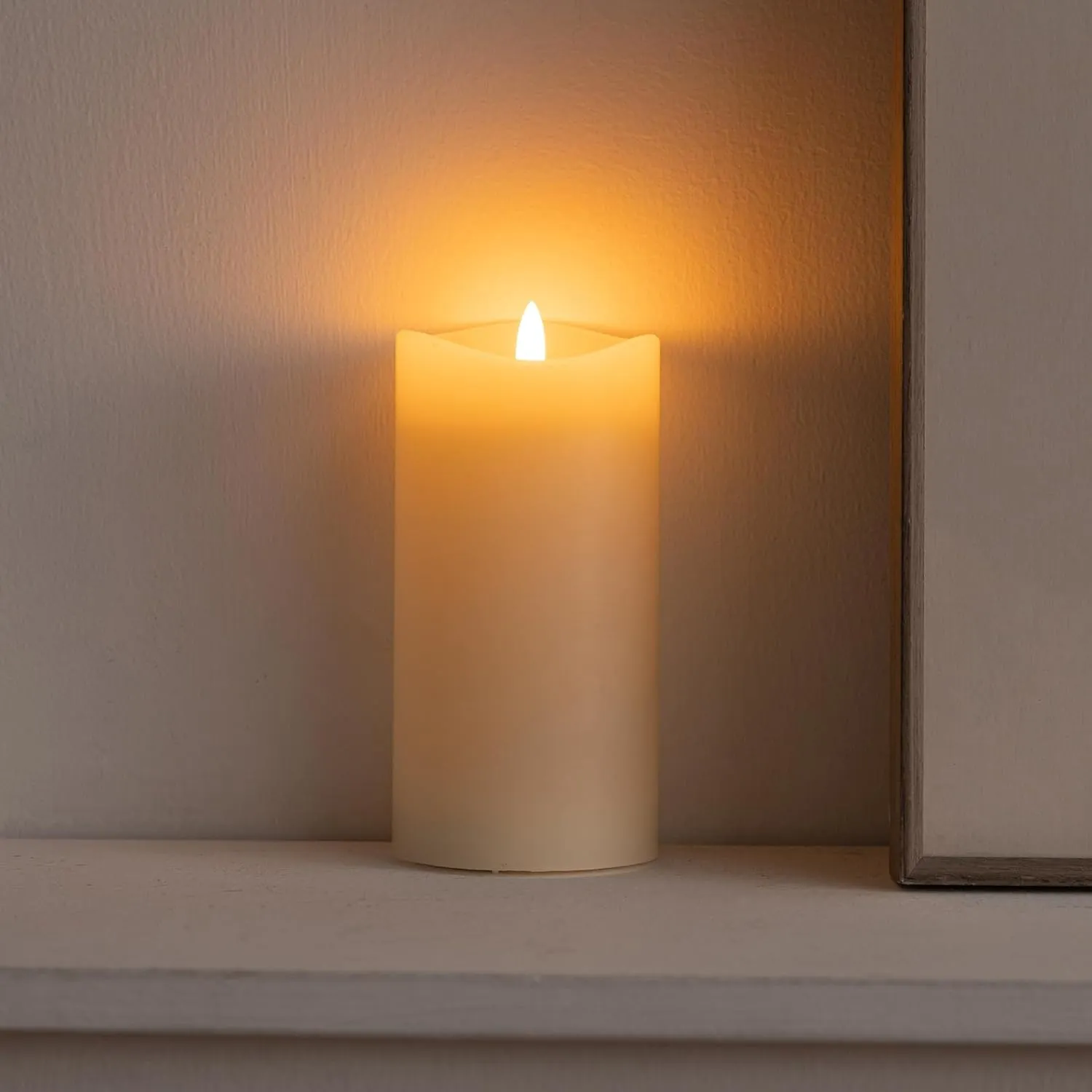 6 inch Flameless Candles, Flickering Battery Operated Candles with Remote, LED Pillar Candle Large, Real Wax，Ivory White