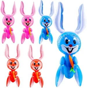 6 Pcs 23.6 Inch Easter Bunny Inflatable Toys Blow Up Easter Bunny with Carrot Balloon Inflatable Easter Bunny Rabbit Decor for Easter Party Basket Fillers Egg Hunt Supplies, 3 Colors