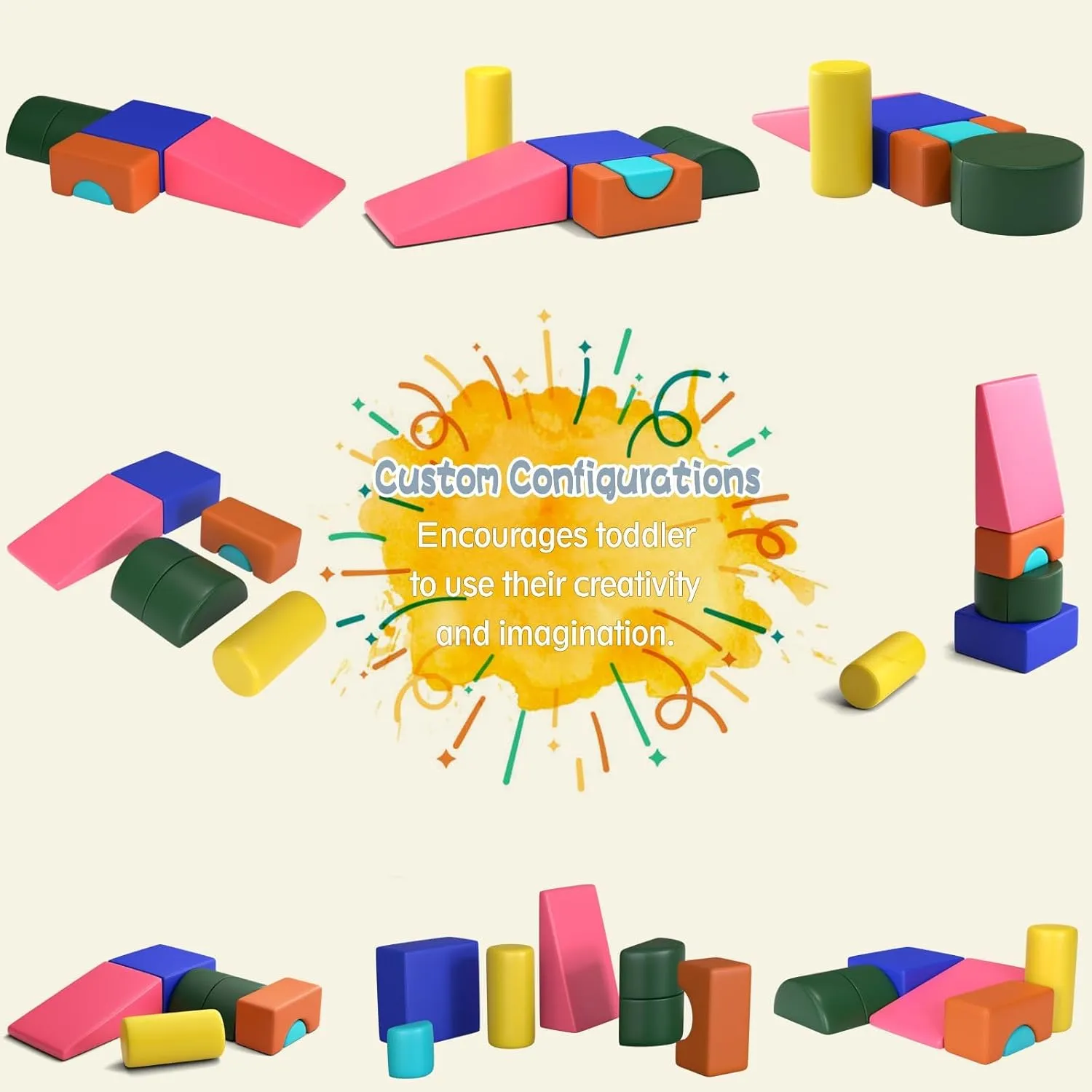 6 Piece Foam Climbing Blocks, Pu Leather Soft Play Large Baby Climbing Gym Indoor Climbing Toys for Toddlers 1-3 Inside