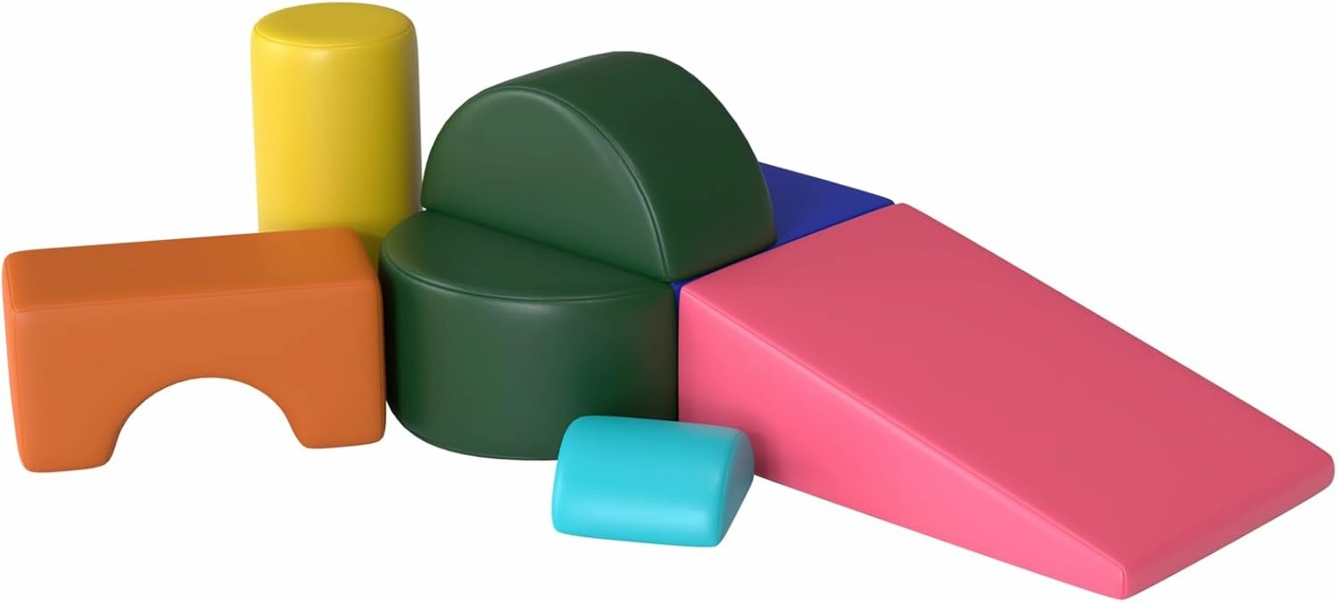 6 Piece Foam Climbing Blocks, Pu Leather Soft Play Large Baby Climbing Gym Indoor Climbing Toys for Toddlers 1-3 Inside