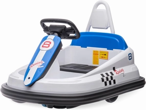 6V Electric Ride on Bumper Car for Kids & Toddlers, 1.5-6 Years Old, with Steering Wheel, 360 Degree Spin, 2-Speeds, Lights, Music, Horn, Safety Belts, Kids Ride on Toys, White