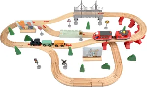 72 PCS Wooden Magnetic Train Set for Kids Ages 4-8, Scale Train Set for Toddlers 3-5, Battery Operated Toy for Wooden Track
