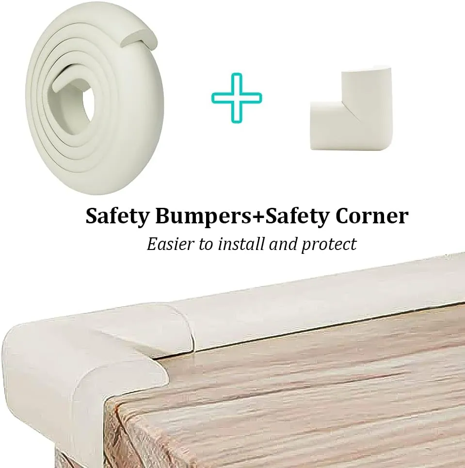 【8 Corners   4M】 Foam Edge Protector for Baby Proofing Furniture - Soft L-Shaped Corner Guards with Pre-Taped Adhesive, Easy Install Safety Bumpers for Tables, Desks & Sharp Edges (Baby Safe)(Brown)