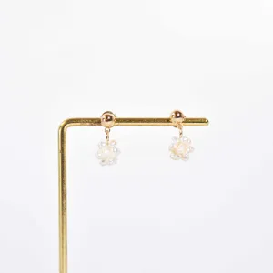 8 mm white pearl ball yellow gold plated ball stud earrings