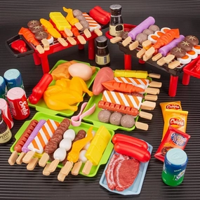 80-Piece Interactive BBQ Grill Playset Toy - Realistic Pretend Cooking Set with Grill Tools & Food Accessories for Kids Ages 3-8, BPA-Free Learning Toys for Boys Girls Toddlers