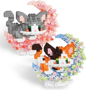 982 Pcs Micro Cat Building Block Set Animals for Adults, 2 Packs Cat Building Toy, Mini Goodie Bags Stuffers for Kids, Students Bulk Classroom Prizes, Animal Party Favor Toy