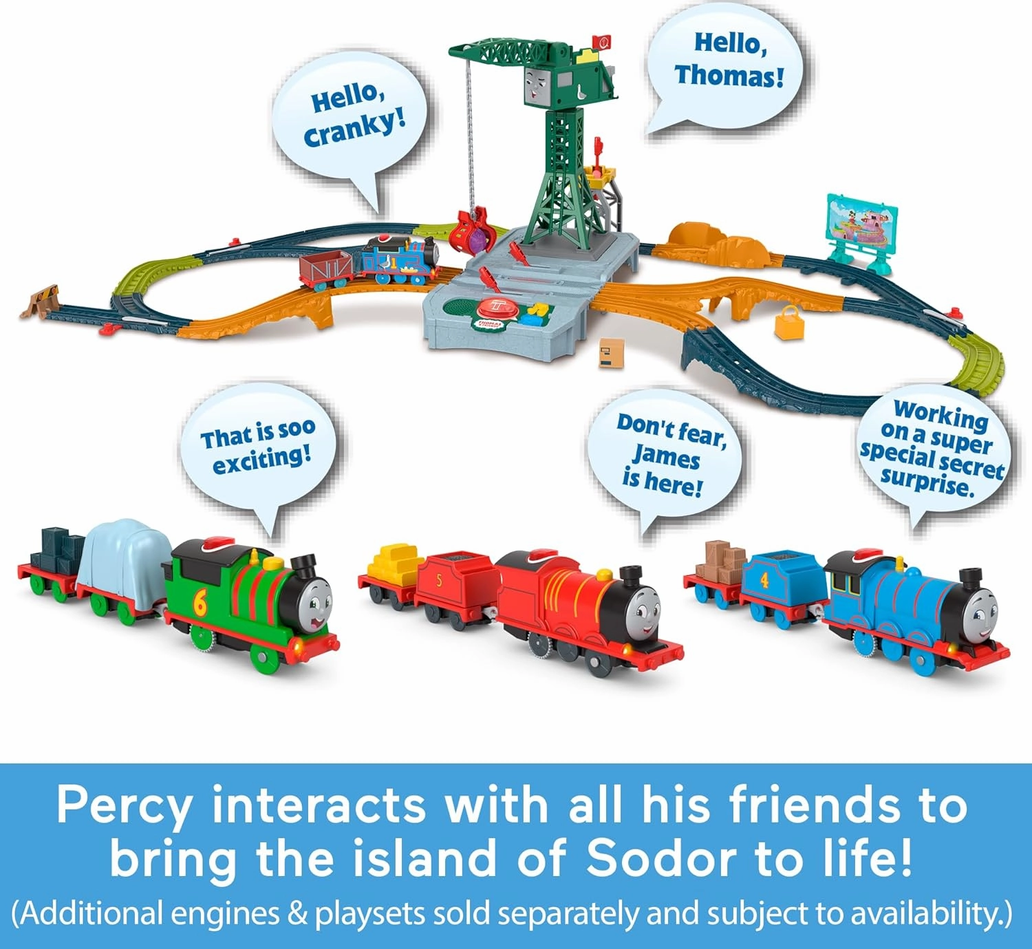 ​Thomas & Friends Motorized Toy Train Talking Percy Battery-Powered Engine with Sounds & Phrases for Pretend Play Preschool Kids Ages 3  Years