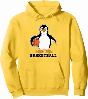 A Penguin Playing A Basketball Shoot Court Player Pullover Hoodie