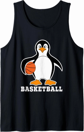 A Penguin Playing A Basketball Shoot Court Player Tank Top
