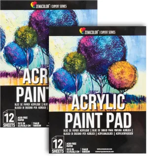 Acrylic Paper Pads (Set of 2) - 24 Sheets 9x12 inch - 400gsm Acid-Free Art Paper - Easy Removable Pages - For Drawing and Painting