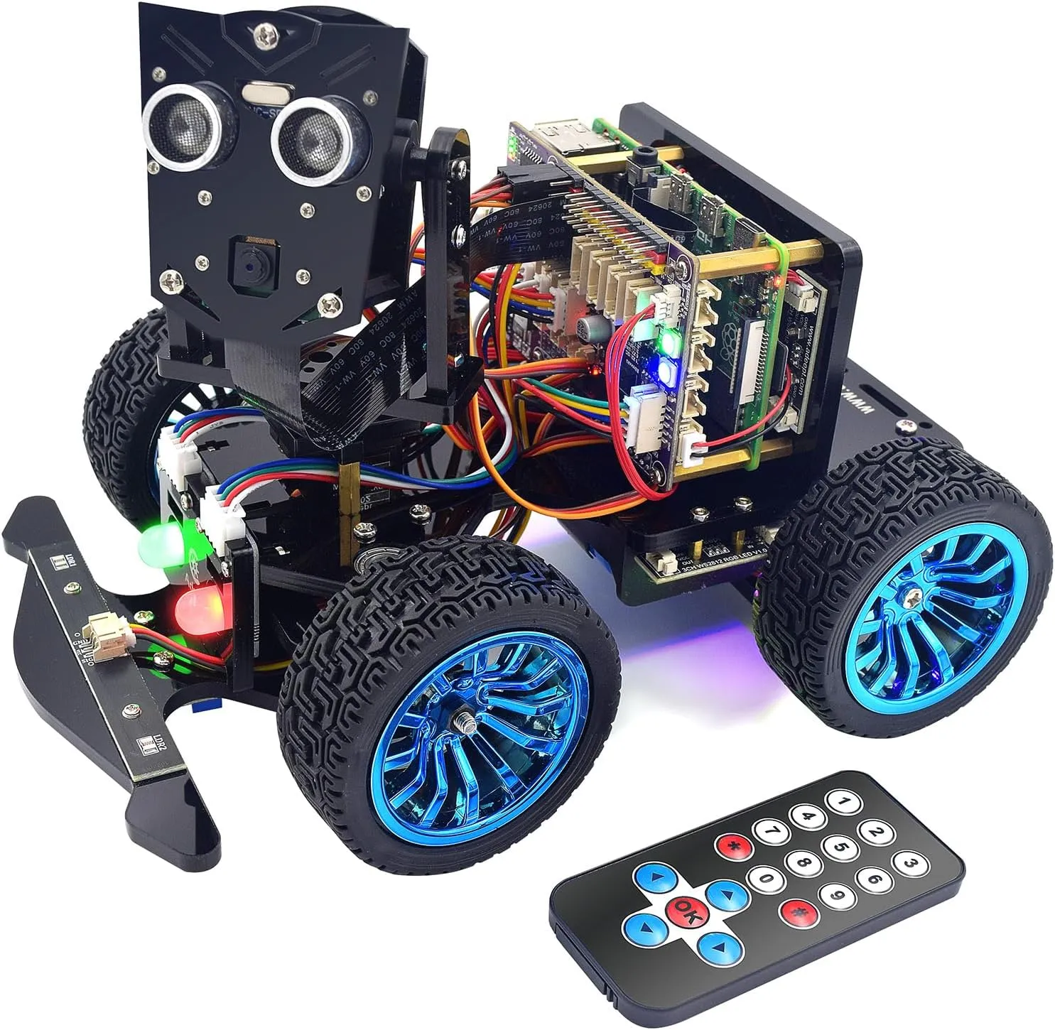 Adeept PiCar-B Mars Rover Smart Car Kit for Raspberry Pi 5/4B/3B/3B , Obstacle Avoidance, Line Tracking, Light Tracing, Camera, Speech Recognition, Python, PDF Tutorials(Raspberry Pi NOT Included)