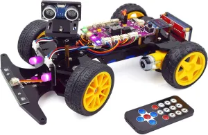 Adeept Smart Car Kit(Compatible with Arduino IDE), Line Tracking, Obstacle Avoidance, OLED Display, Ultrasonic Sensor, IR Wireless Remote Control, DIY STEM Educational Robot Car Kit