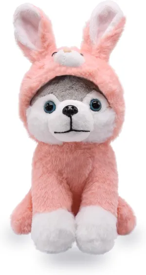 Adorable Husky Stuffed Animal Dressed in a Pink Bunny Outfit, Super Cute and Soft Plush Puppy Bunny for Easter Basket Gifts or Dog Lovers 10 Inches (Husky-Bunny 01)