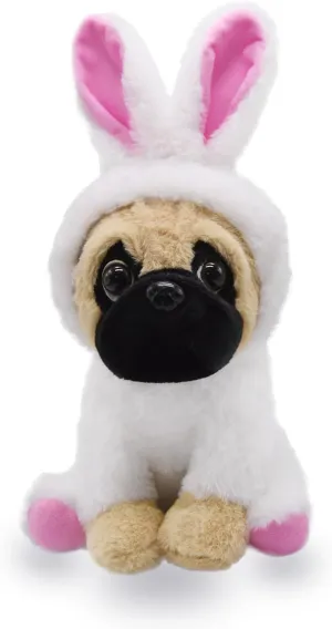 Adorable Pug-Bunny Stuffed Animal Dressed in a White Rabbit Outfit, Super Cute and Soft Plush Puppy Bunny for Easter Basket Gift or Dog Lovers 10 Inches (Pug-Bunny 01)