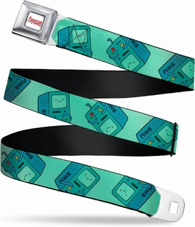 Adventure Time Belt, Seatbelt Buckle Belt, Adventure Time Bmo Pose Flips Seafoam Green, Adjustable