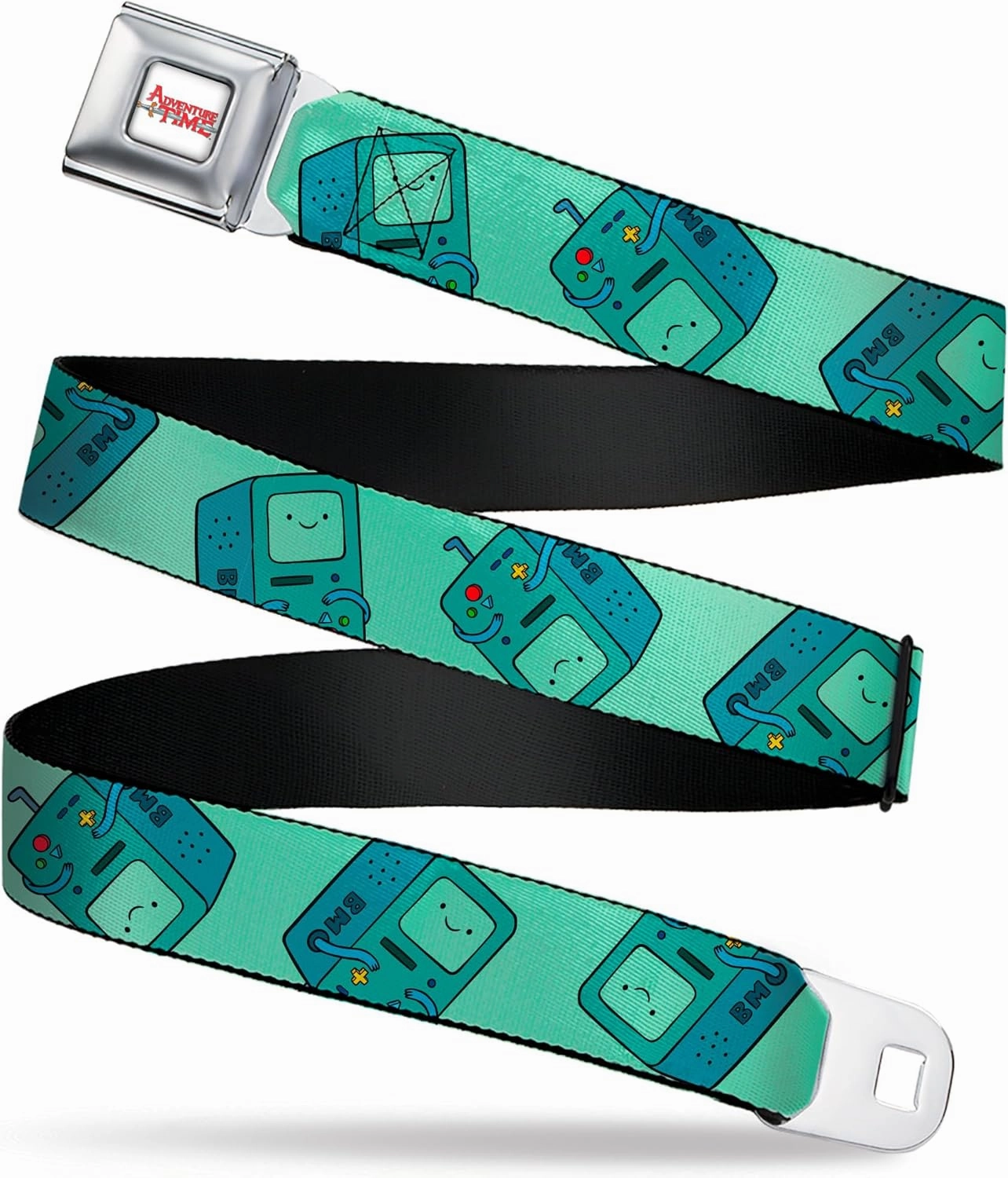 Adventure Time Belt, Seatbelt Buckle Belt, Adventure Time Bmo Pose Flips Seafoam Green, Adjustable