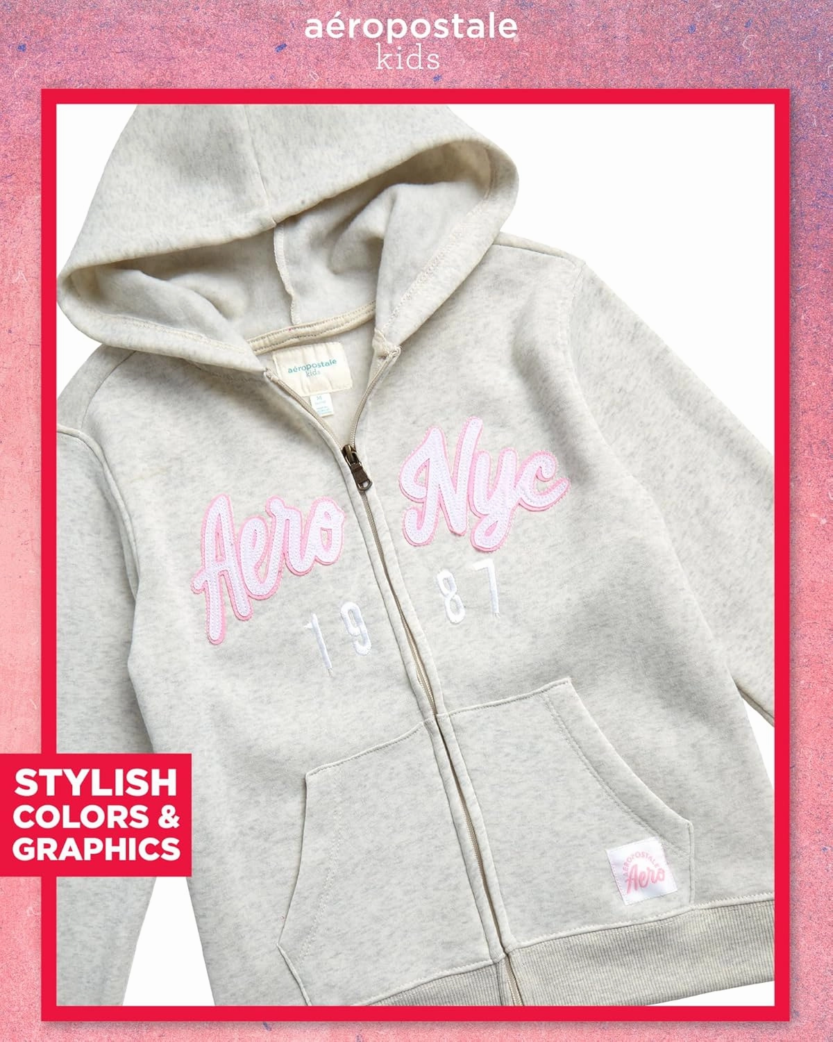 AEROPOSTALE Girls' Sweatsuit Set - 2 Piece Fleece Zip Up Hoodie and Jogger Sweatpants - Cozy Activewear Set for Girls (4-16)