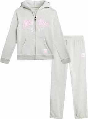 AEROPOSTALE Girls' Sweatsuit Set - 2 Piece Fleece Zip Up Hoodie and Jogger Sweatpants - Cozy Activewear Set for Girls (4-16)