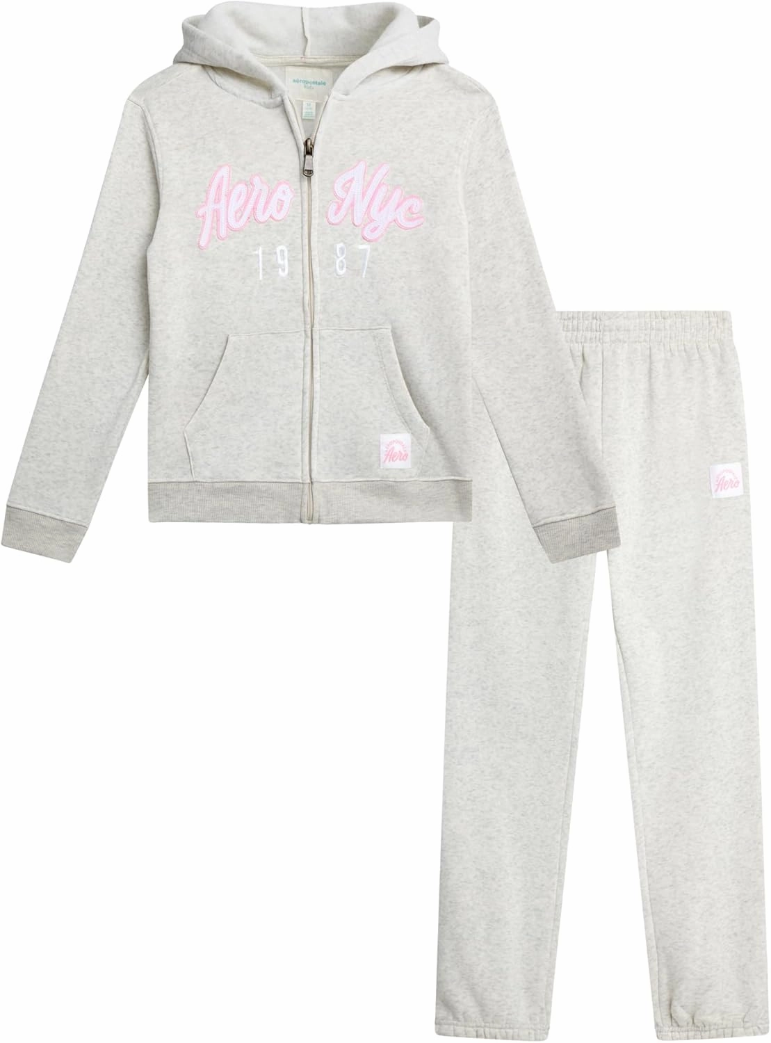 AEROPOSTALE Girls' Sweatsuit Set - 2 Piece Fleece Zip Up Hoodie and Jogger Sweatpants - Cozy Activewear Set for Girls (4-16)
