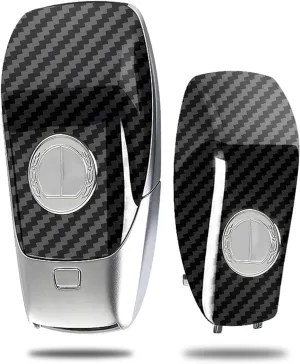 AffaTerbach Carbon Fiber Texture Badge Key Logo Shell Fob Battery Cover Carbon Fiber Key Cover Comparable with Mercedes-Benz A220 E63S E-Class CLS Class 2019-2021