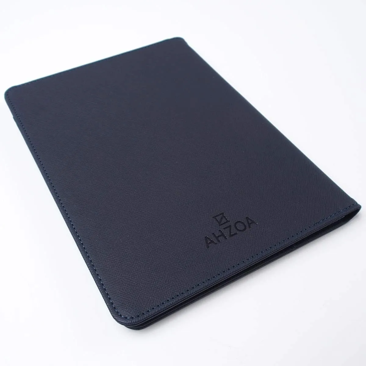 AHZOA Colorful 4 Pockets A5 Size Memo Padfolio S1, Including 5 X 8 Inch Legal Writing Pad, Synthetic Leather Handmade About 6.3 X 8.7 Inch Folder Clipboard Holder (Navy)