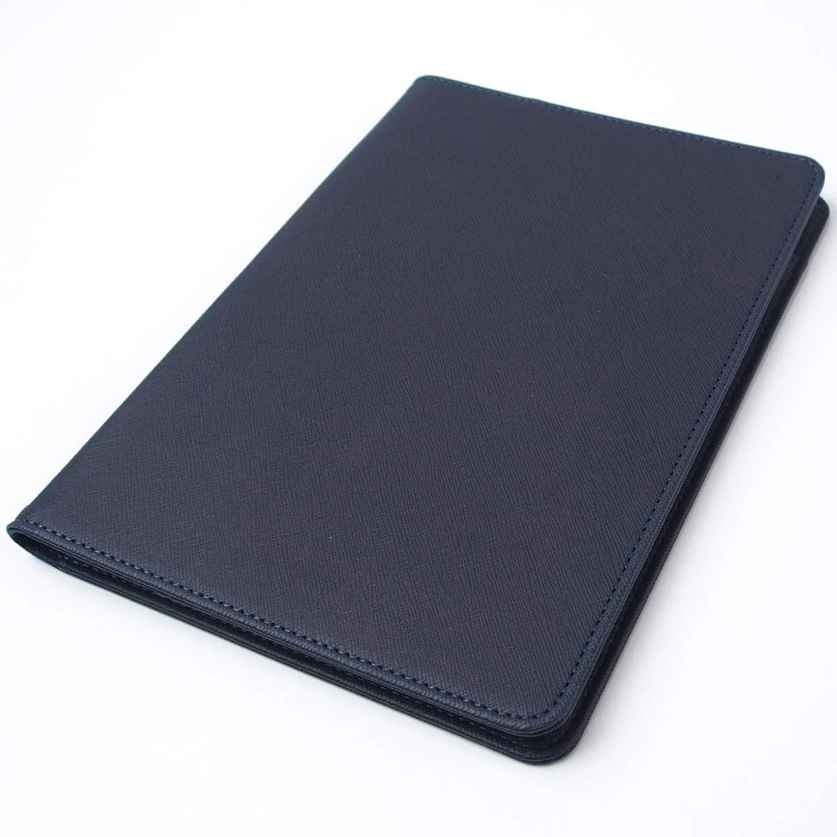AHZOA Colorful 4 Pockets A5 Size Memo Padfolio S1, Including 5 X 8 Inch Legal Writing Pad, Synthetic Leather Handmade About 6.3 X 8.7 Inch Folder Clipboard Holder (Navy)