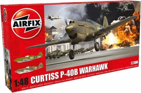 Airfix WWII Curtiss P-40B Warhawk 1:48 Military Aircraft Plastic Model Kit, Green,Green/White, Small