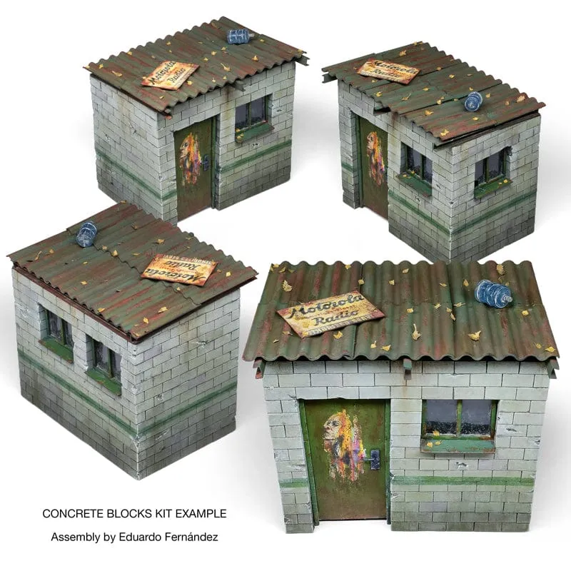 AK Interactive Diorama Accessories Kit - Concrete Blocks and Roof Tiles 1/35