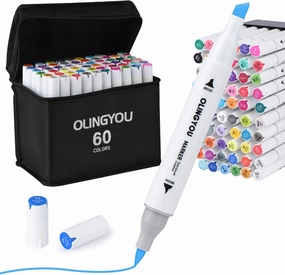 alcohol markers brush tip, 60 Colors Brush & Chisel Permanent Alcohol Markers Set, Dual Tip Art Markers Set for Kids Adult Coloring, Sketching Drawing Coloring Markers, Alcohol Based Markers